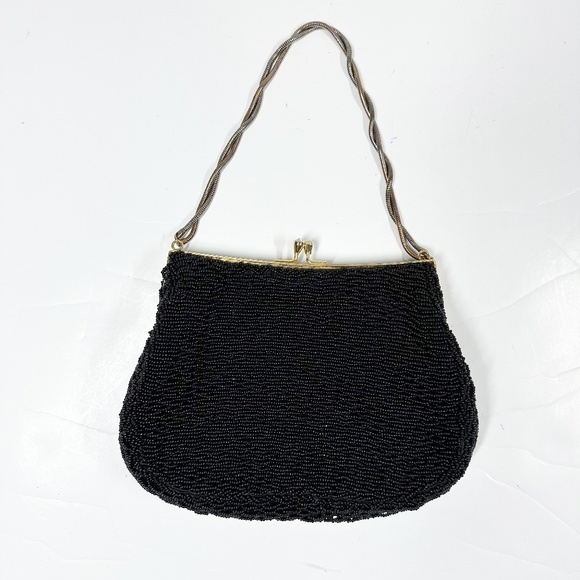 vintage Walborg black beaded Evening Chain Bag handbag purse Hong Kong - Picture 1 of 9